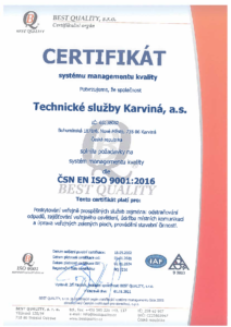 Certifikát systému managementu kvality